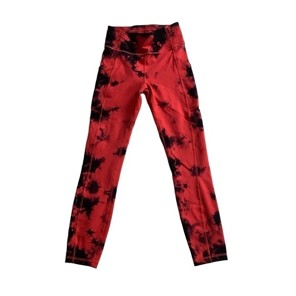Lululemon Wunder Train High-Rise Tight 25" *WashTie Dye Carnation Red Size 4 - Picture 5 of 12